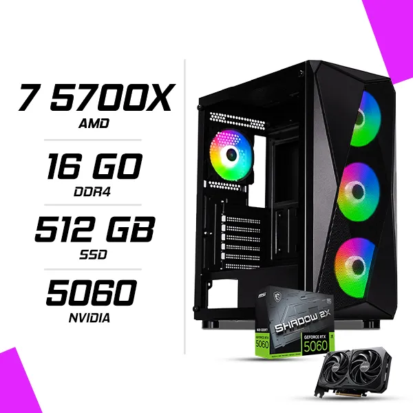 PC Gamer AMD Ryzen 7 5700X MSI RTX 5060 8G