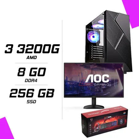 PC Gamer AMD Ryzen 3 3200G + AOC 24B31H 23.8" 120Hz + HYBROK HPG200