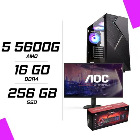 PC Gamer AMD Ryzen 5 5600G + AOC 24B31H 23.8" 120Hz + HYBROK HPG200