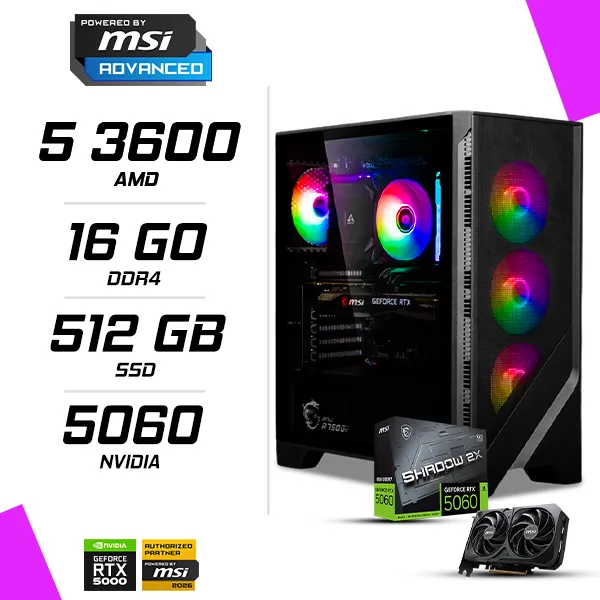 PC Gamer AMD Ryzen 5 3600 MSI RTX 5060 8G