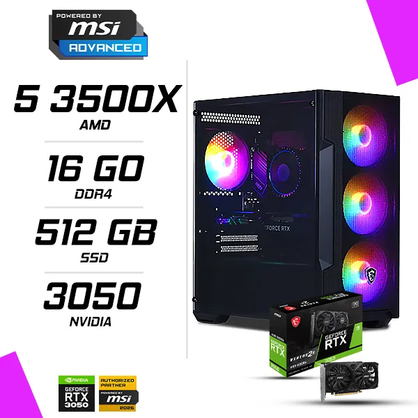 PC Gamer AMD Ryzen 5 3500X MSI RTX 3050 6G