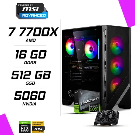 PC Gamer AMD Ryzen 7 7700X MSI RTX 5060 8G