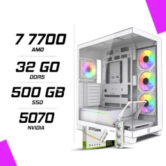 PC Gamer AMD Ryzen 7 7700 ZOTAC RTX 5070 12G Blanc