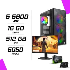 PC Gamer AMD Ryzen 5 5600 MSI RTX 5050 8G + AOC 24G42E 24" 180Hz