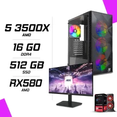 PC Gamer AMD Ryzen 5 3500X RX 580 8G + AOC 24B15H2 23.8" 100Hz