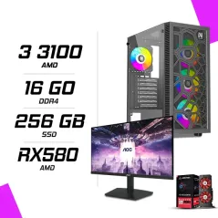 PC Gamer AMD Ryzen 3 3100 RX 580 8G + AOC 24B15H2 23.8" 100Hz