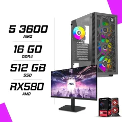 PC Gamer AMD Ryzen 5 3600 RX 580 8G + AOC 24B15H2 23.8" 100Hz