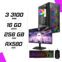 PC Gamer AMD Ryzen 3 3100 RX 580 8G + AOC 24B15H2 23.8" 100Hz + MSI GM100 + ESG K2 Ghosthunter