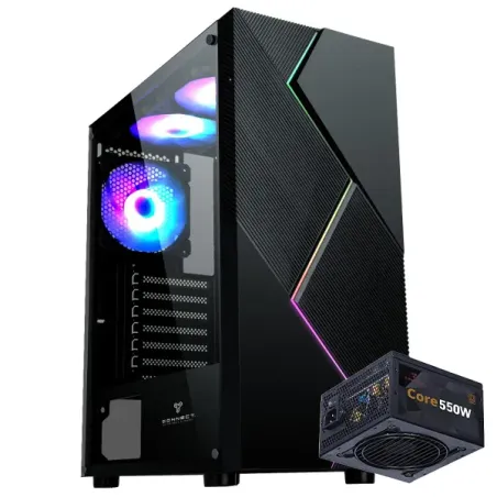 CONNECT BOLT ARGB + PSU 550W - Boitier Gamer avec Alimentation