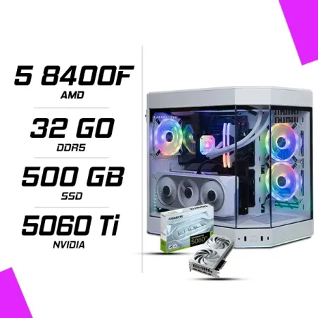 PC Gamer AMD Ryzen 5 8400F RTX 5060 Ti 8G Blanc