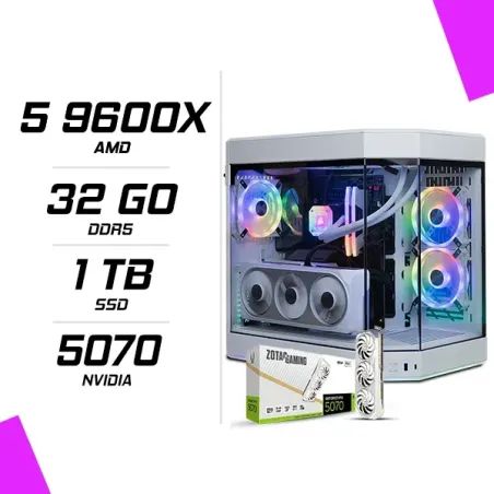 PC Gamer AMD Ryzen 5 9600X ZOTAC RTX 5070 AMP 12GB Blanc