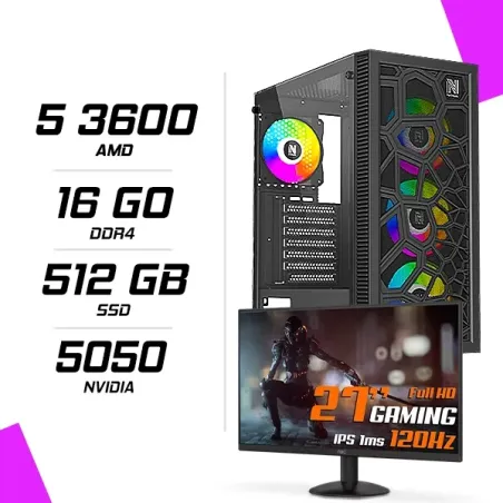 PC Gamer AMD Ryzen 5 3600 MSI RTX 5050 8G + AOC 27B30H3 27" 120Hz FHD