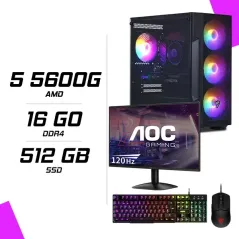 PC Gamer AMD Ryzen 5 5600G + AOC 24B31H 23.8" 120Hz + MSI GM100 + ESG K2 Ghosthunter