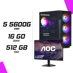 PC Gamer AMD Ryzen 5 5600G + AOC 24B31H 23.8" 120Hz