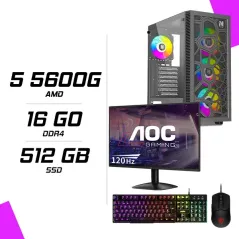 PC Gamer AMD Ryzen 5 5600G + AOC 24B31H 23.8" 120Hz + MSI GM100 + ESG K2 Ghosthunter