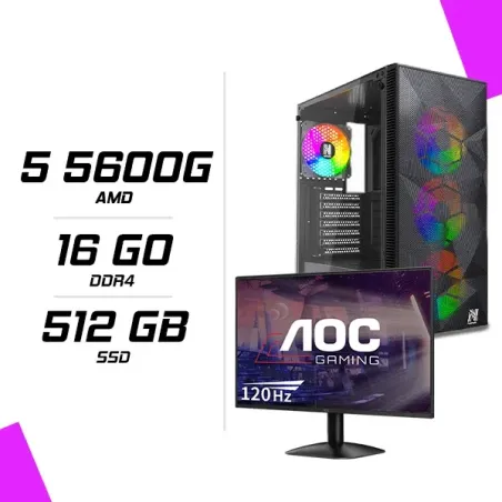 PC Gamer AMD Ryzen 5 5600G + AOC 24B31H 23.8" 120Hz