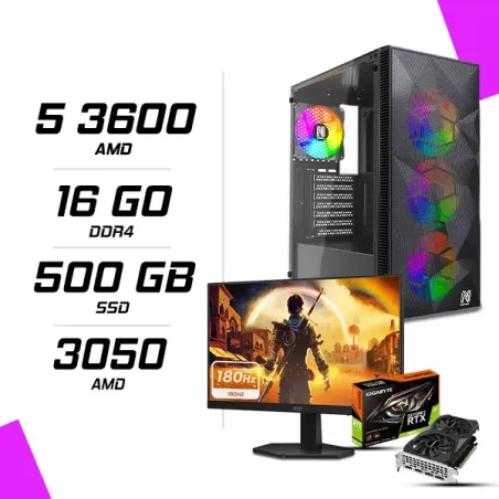 PC Gamer AMD Ryzen 5 3600 RTX 3050 6G + AOC 24G42E 24" 180Hz