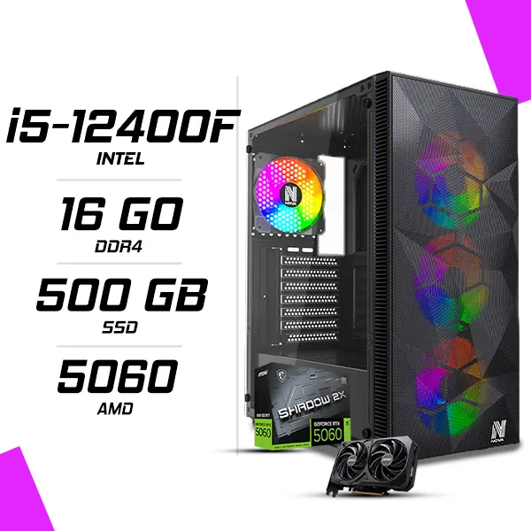 PC Gamer Intel i5-12400F MSI RTX 5060 8G