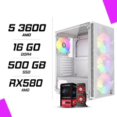 PC Gamer AMD Ryzen 5 3600 RX 580 8G Blanc