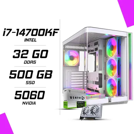 PC Gamer Intel i7-14700KF MSI RTX 5060 8G Blanc