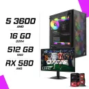 PC Gamer AMD Ryzen 5 3600 RX 580 8GB + AOC 24B31H 23.8" 120Hz FHD