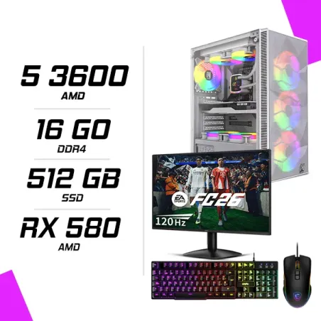 PC Gamer AMD Ryzen 5 3600 RX 580 8GB + AOC 24B31H 23.8" 120Hz + MSI GM100 + ESG K2 Ghosthunter