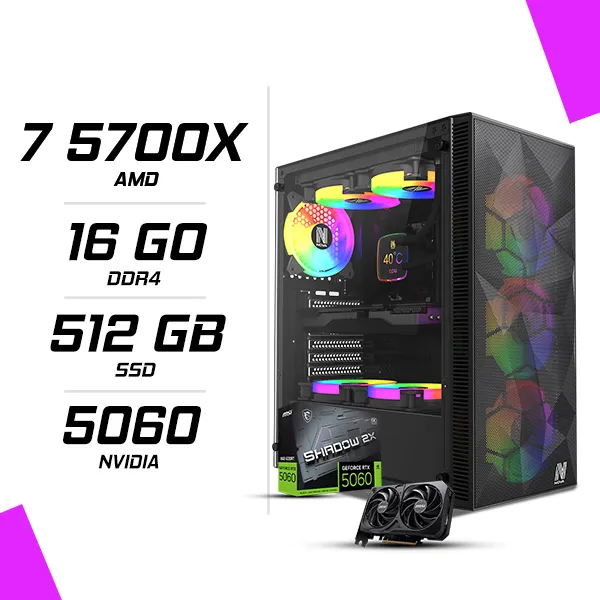 PC Gamer AMD Ryzen 7 5700X MSI RTX 5060 8G