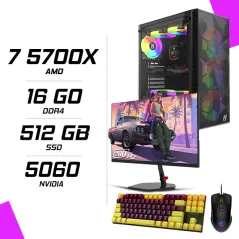 PC Gamer AMD Ryzen 7 5700X MSI RTX 5060 8G + NOVA N24200 23.8" 200Hz + MSI GM300 + NOVA k400