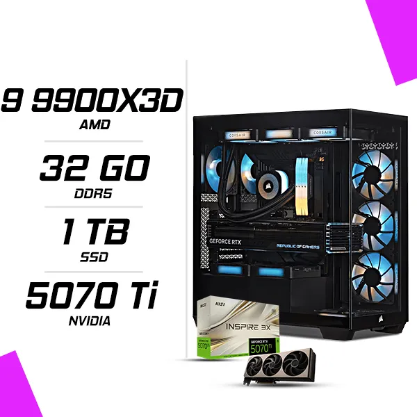 PC Gamer AMD Ryzen 9 9900X3D MSI RTX 5070 Ti 16G