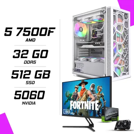 PC Gamer AMD Ryzen 5 7500F MSI RTX 5060 8G + NOVA N27Q180 27" 180Hz 2K
