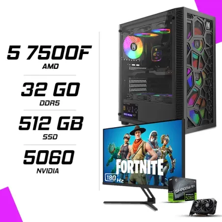 PC Gamer AMD Ryzen 5 7500F MSI RTX 5060 8G + NOVA N27Q180 27" 180Hz 2K
