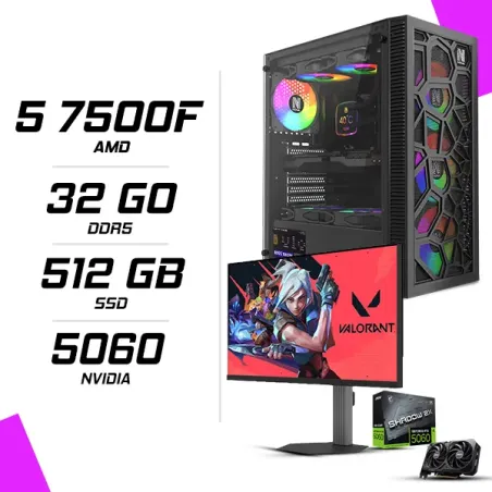 PC Gamer AMD Ryzen 5 7500F MSI RTX 5060 8G + NOVA PRO TITAN N25300 24.5" 300Hz