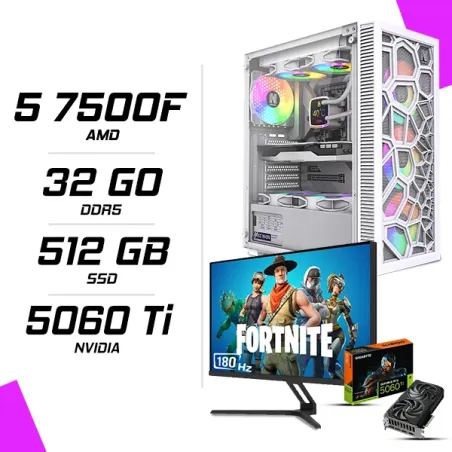 PC Gamer AMD Ryzen 5 7500F RTX 5060 Ti 8G + NOVA N27Q180 27" 180Hz 2K