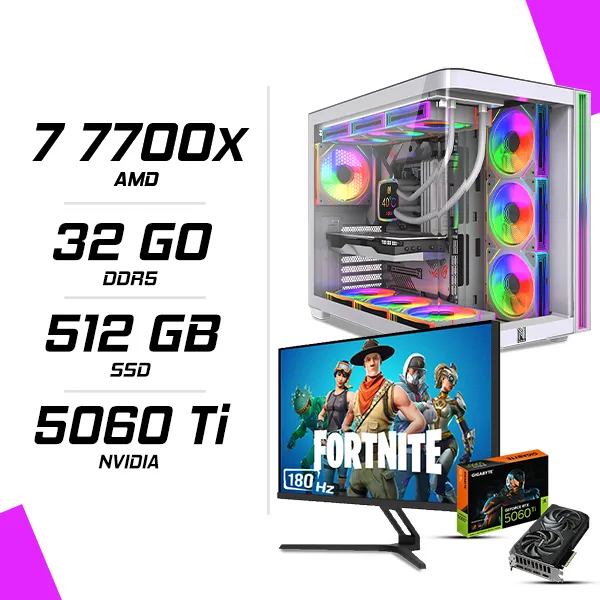 PC Gamer AMD Ryzen 7 7700X RTX 5060 Ti 8G + NOVA N27Q180 27" 180Hz 2K