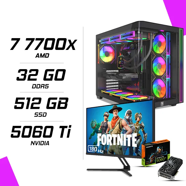 PC Gamer AMD Ryzen 7 7700X RTX 5060 Ti 8G + NOVA N27Q180 27" 180Hz 2K
