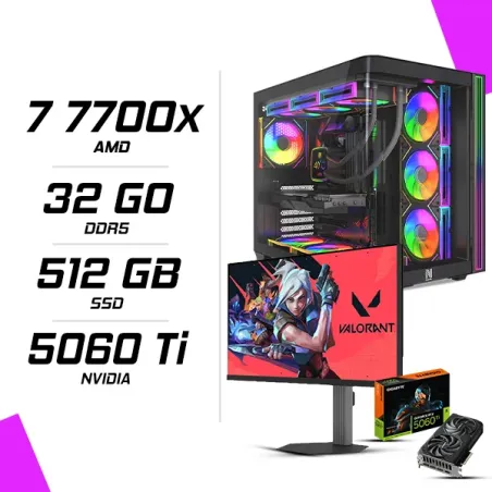 PC Gamer AMD Ryzen 7 7700X RTX 5060 Ti 8G + NOVA PRO TITAN N25300 24.5" 300Hz