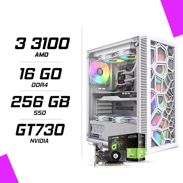 PC Gamer AMD Ryzen 3 3100 GT730 4GB Blanc