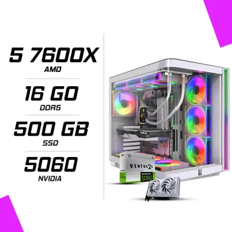 PC Gamer AMD Ryzen 5 7600X MSI RTX 5060 8G Blanc