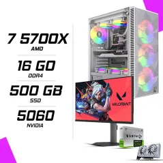 PC Gamer AMD Ryzen 7 5700X MSI RTX 5060 8G Blanc + NOVA PRO TITAN N25300 24.5" 300Hz