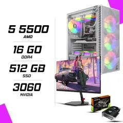 PC Gamer AMD Ryzen 5 5500 RTX 3060 12G + NOVA N24200 23.8" 200Hz