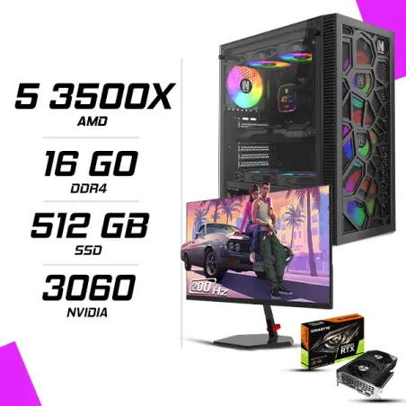 PC Gamer AMD Ryzen 5 3500X RTX 3060 12G + NOVA N24200 23.8" 200Hz