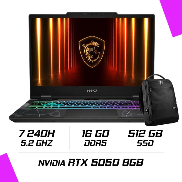 MSI CYBORG 15 B2RWEKG-094MA Intel Core 7 240H/16GB DDR5/512GB SSD/RTX 5050 8GB/15.6" 144Hz/Win11