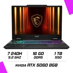 MSI CYBORG 15 B2RWEKG-096XMA Intel Core 7 240H/16GB DDR5/1TB SSD/RTX 5060 8GB/15.6" 144Hz/FreeDOS