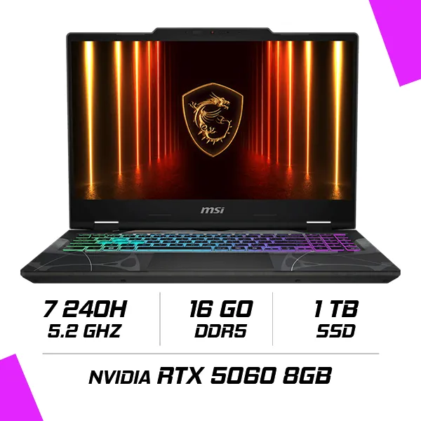 MSI CYBORG 15 B2RWEKG-096XMA Intel Core 7 240H/16GB DDR5/1TB SSD/RTX 5060 8GB/15.6" 144Hz/FreeDOS