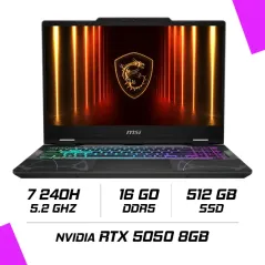 MSI CYBORG 15 B2RWEKG-419XMA Intel Core 7 240H/16GB DDR5/512GB SSD/RTX 5050 8GB/15.6" 144Hz/FreeDOS