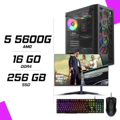 PC Gamer AMD Ryzen 5 5600G + HYBROK HP24IPS100 24" 100Hz + MSI GM300 + ESG K2