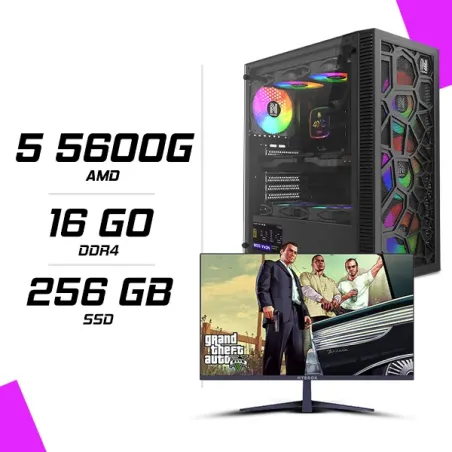 PC Gamer AMD Ryzen 5 5600G + HYBROK HP24IPS100 24" 100Hz