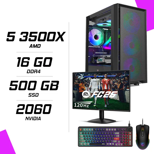 PC Gamer AMD Ryzen 5 3500X RTX 2060 6G + AOC 24B31H 23.8" 120Hz + MSI GM100 + MSI GK110 FR