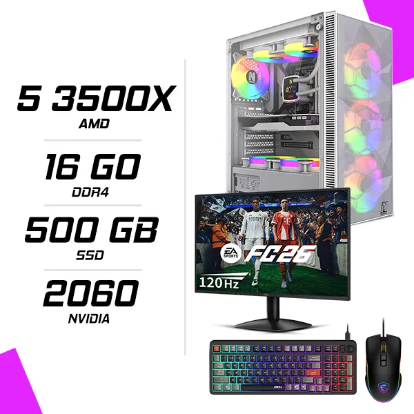 PC Gamer AMD Ryzen 5 3500X RTX 2060 6G + AOC 24B31H 23.8" 120Hz + MSI GM100 + MSI GK110 FR
