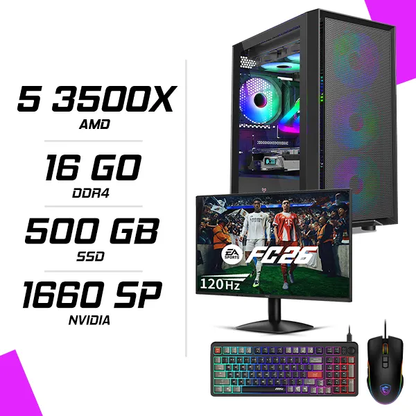 PC Gamer AMD Ryzen 5 3500X GTX 1660 Super 6G + AOC 24B31H 23.8" 120Hz + MSI GM100 + MSI GK110 FR
